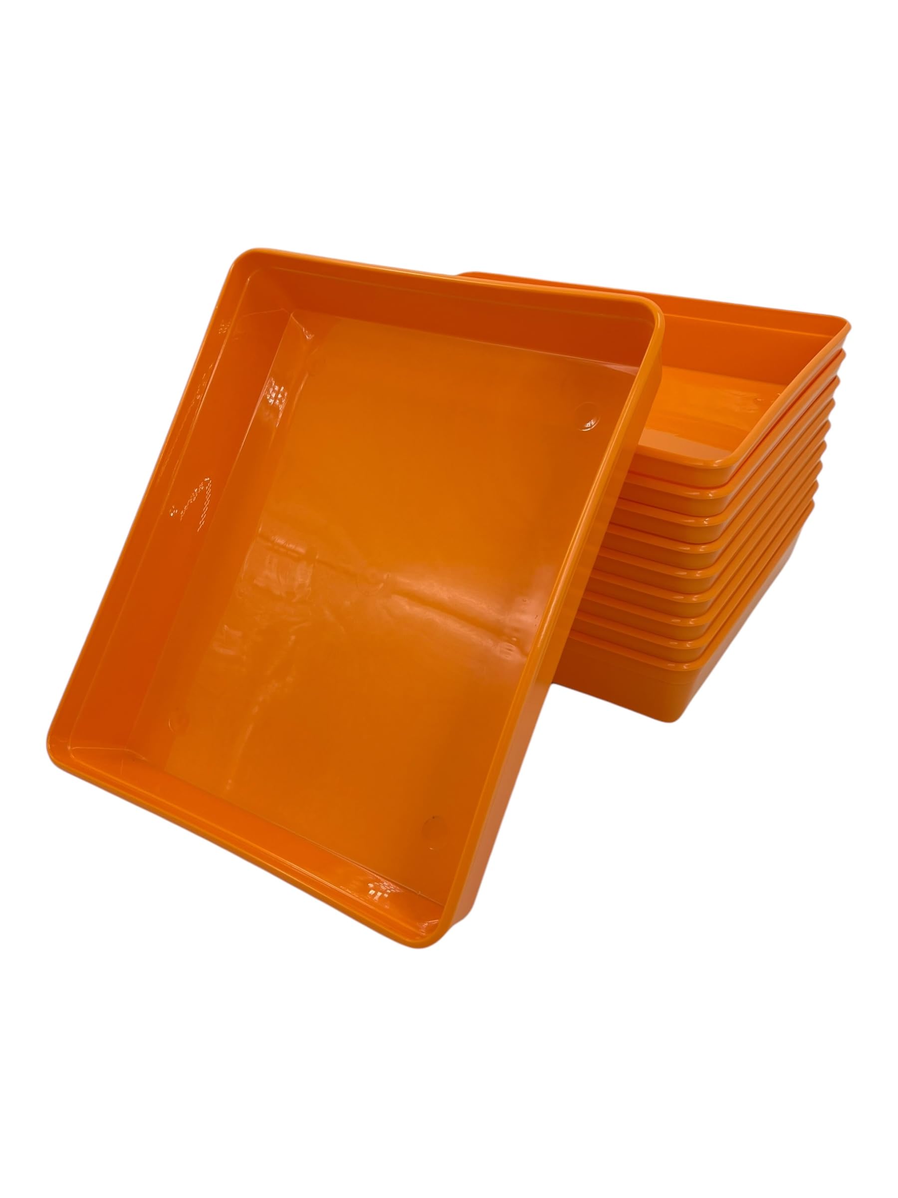 Chabrias Ltd Tangerine Plastic Activity Trays, Colours Kids Play Art Tray Crafts Toy Organizer Tray (Pack Of 10) - Uk Made (, 30 X 25 X 5Cm)