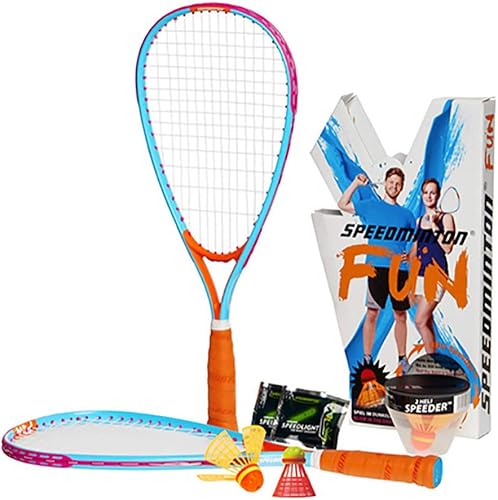 juego de Speedminton - alternativo a pelota de playa, picos, bádminton, incluye 1 HELI y 1 FUN Speeder, ideal para la playa, el parque o el patio