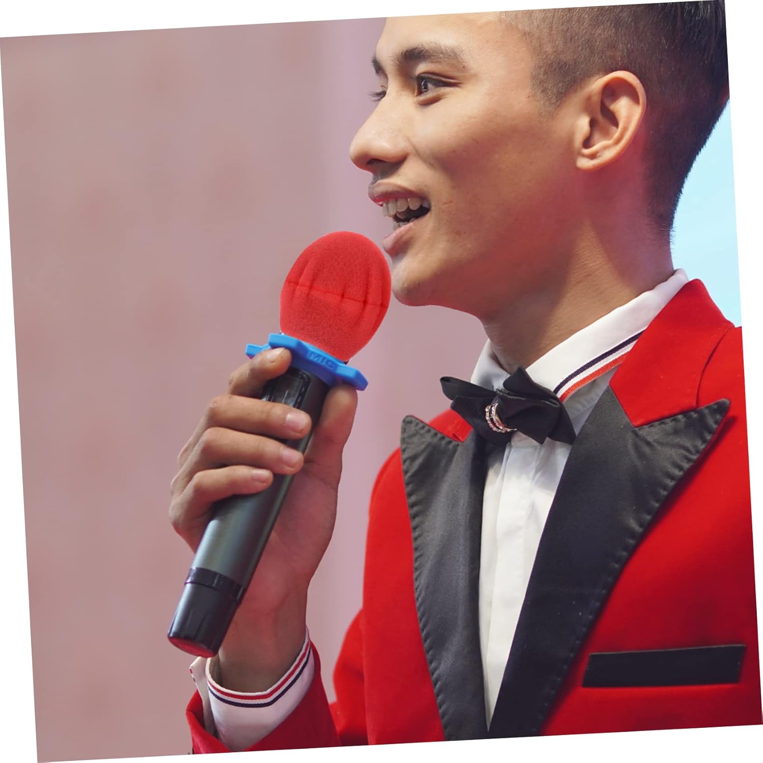 400pcs Microphone Sponge Covers Disposable Handheld Mic Protective Covers Red Yellow O-type for Mics Reducing Wind Noise and Dust Easy Replacement for Sound