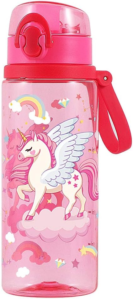 Home Tune Cute Water Bottle for School Girls Boys, Soft Silicone Chug Spout, BPA FREE Tritan, Leak Proof One Click Open Flip Top, Easy Clean, Soft Carry Loop, 700ml - Unicorn
