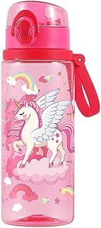 Home Tune Cute Water Bottle for School Girls Boys, Soft Silicone Chug Spout, BPA FREE Tritan, Leak Proof One Click Open Flip Top, Easy Clean, Soft Carry Loop, 700ml - Unicorn