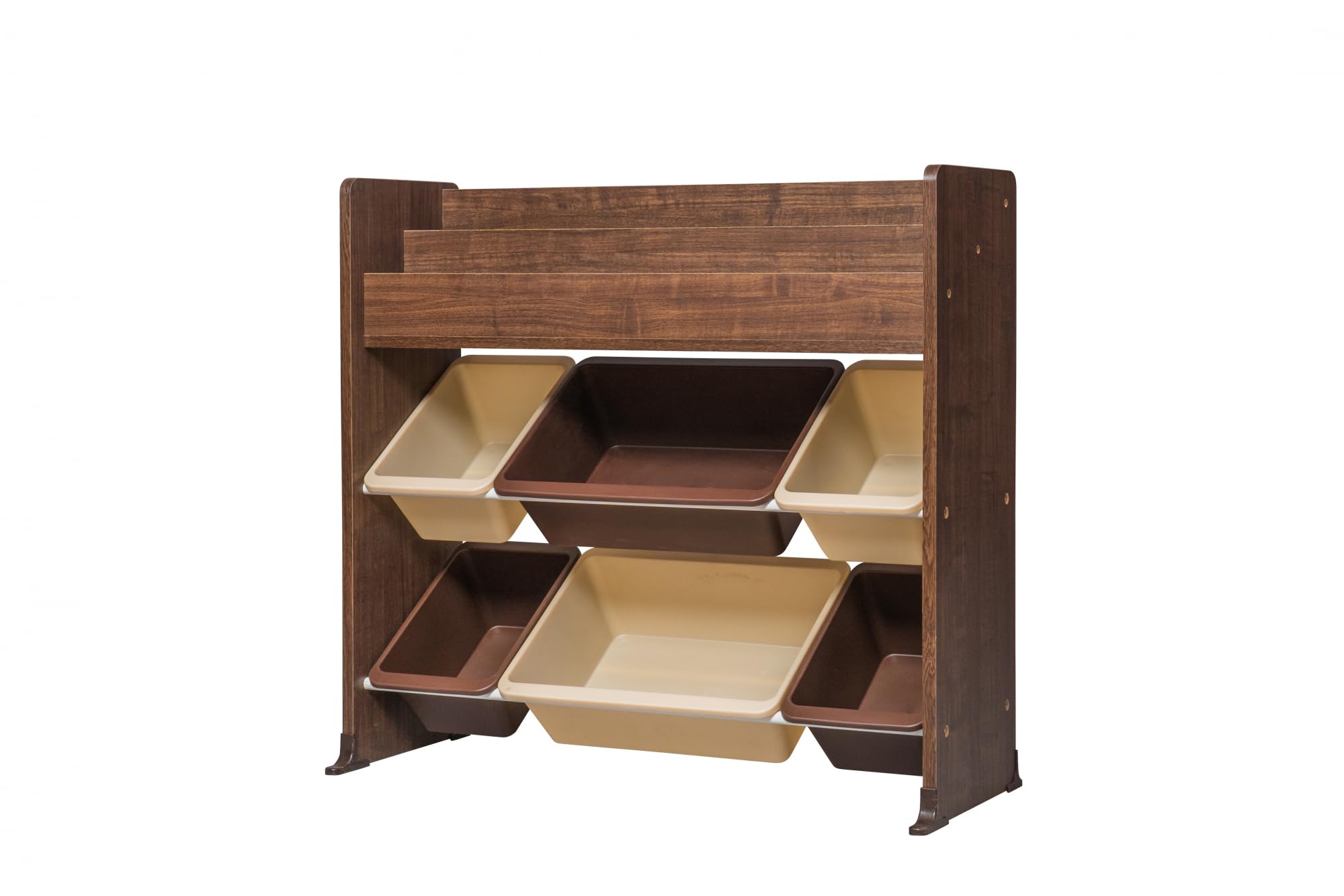 Iris Ohyama, Étagère pour Jouets, Meuble, Bibliothèque pour Enfant, Organiseur, Boîtes de Jeux, Livres /6 coffres Amovibles Plastique, Salle de Jeux, Chambre - Kids Toy Rack - ETHR-26 - Marron