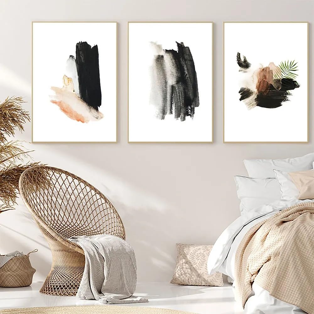 WUHBCZ Art Pictures-Abstract Brush Poster Minimalist Watercolor Art Print Nordic Canvas Painting Modern Wall Picture For Living Room Kitchen Office Home Decor-40 * 60cm/3PCS (No Frame)