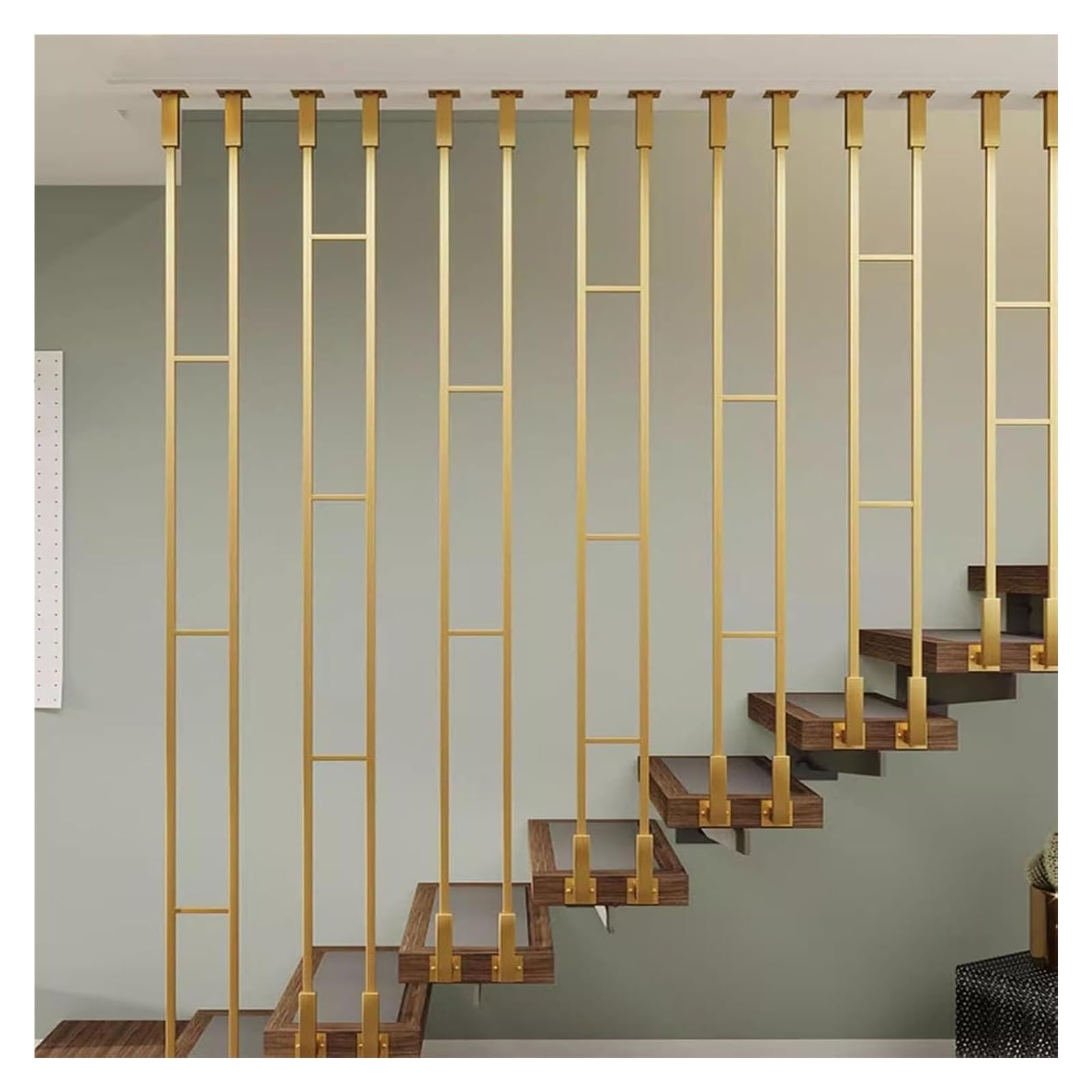 Balaustre per scale Balaustre Per Scale Interne Nero Oro Bianco, Montanti Della Balaustra A Forma Di L, Fusi In Metallo, Colonne Moderne Del Parapetto Della Soffitta A Due File Di Pali, Altezza 1ft-7.
