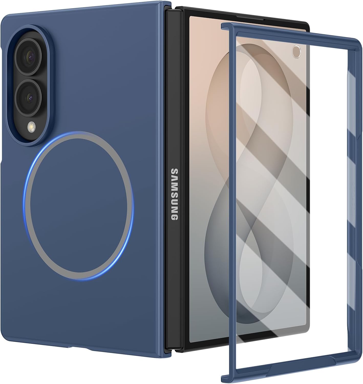 Ruky Z Fold 8 Slim Case + Screen Protector (Blue)