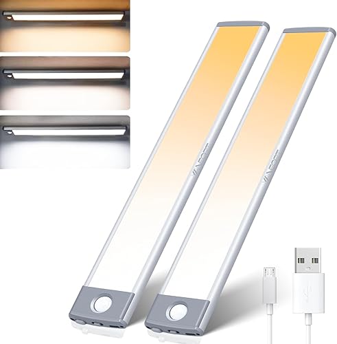 Miniatura 8 de Luces de armario con sensor de movimiento, 30 luces LED para debajo del gabinete, luces de mostrador recargables inalámbricas, iluminación nocturna