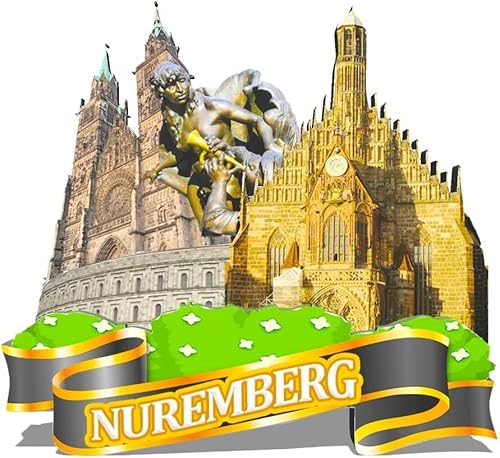 Imán de Alemania Nuremberg para nevera de madera 3D, monumentos de viaje, coleccionables, recuerdos, decoración hecha a mano -220
