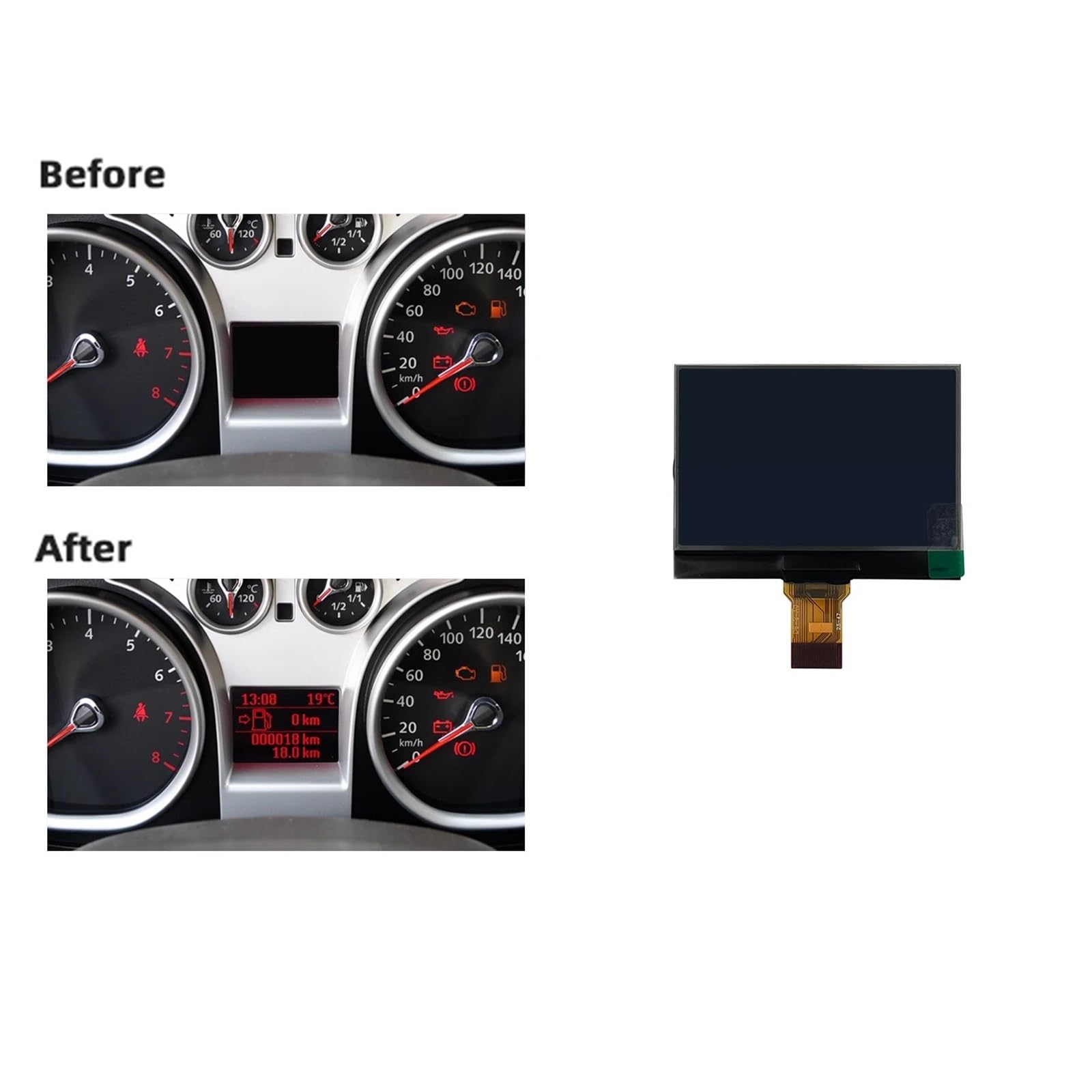 Velocímetro digital para coche Pantalla LCD compatible con Ford Focus Galaxy C-Max, panel de instrumentos, píxeles faltantes, accesorios para coche.