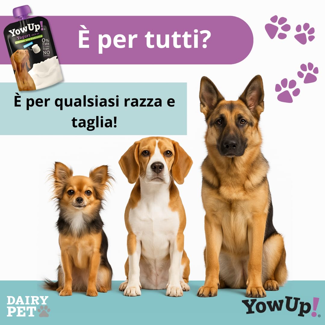 Yogur para Perro YowUp! con Prebióticos | Snack Funcional Saludable | Sin Lactosa, Bajo en Grasa | Pack 10x115g | Chuches Naturales Digestivas