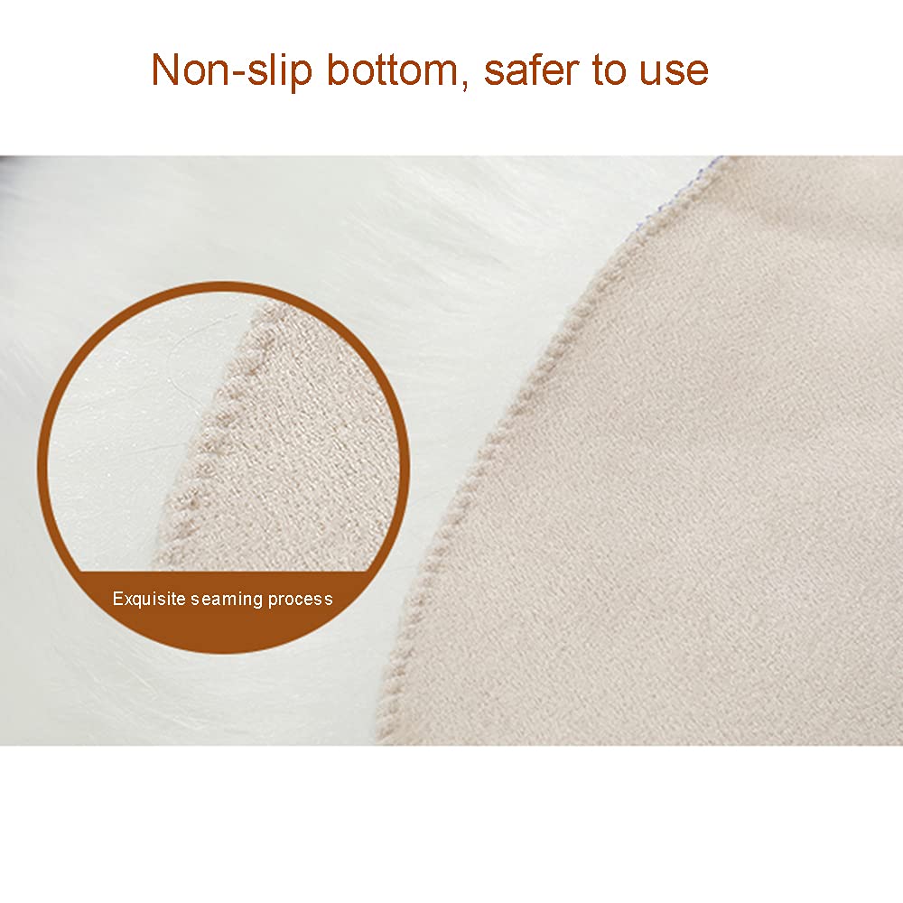 TopHomer Weicher Kunstfell-Teppich, flauschiger Teppich, Stuhlbezug, Sitzpolster, weich, flauschig, zottelig, rutschfeste Matten für Stuhl, Bett, Sofa, Boden (60 x 60 cm), Beige