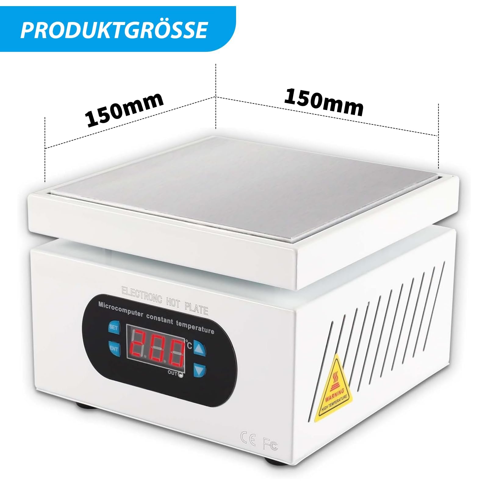 Lötstation Heizplatte, 700W 15x15cm Heizstation 220V für die Erwärmung von Komponenten, SMD-Rework, PCB-Entfernung und Löten, 0-400°C Temperaturregelung Ausgestattet