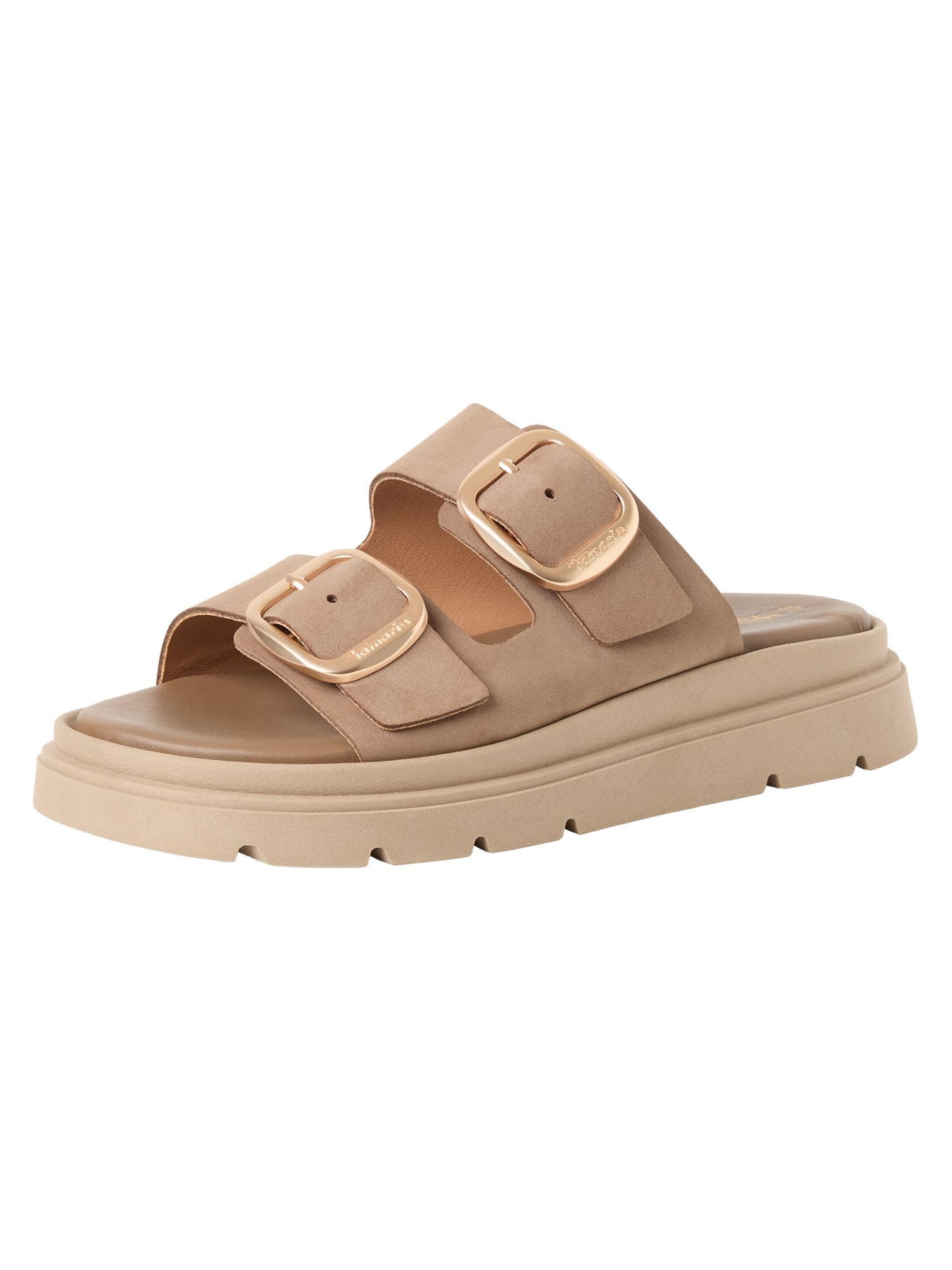 Tamaris Women's Beige Wedge Mules For 1-27239-42