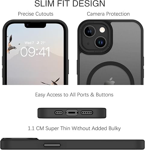 Miniatura 4 de BENTOBEN Funda para iPhone 13 y iPhone 14, iPhone 1314 compatible con MagSafe translúcida mate a prueba de golpes para mujeres, hombres y niñas,