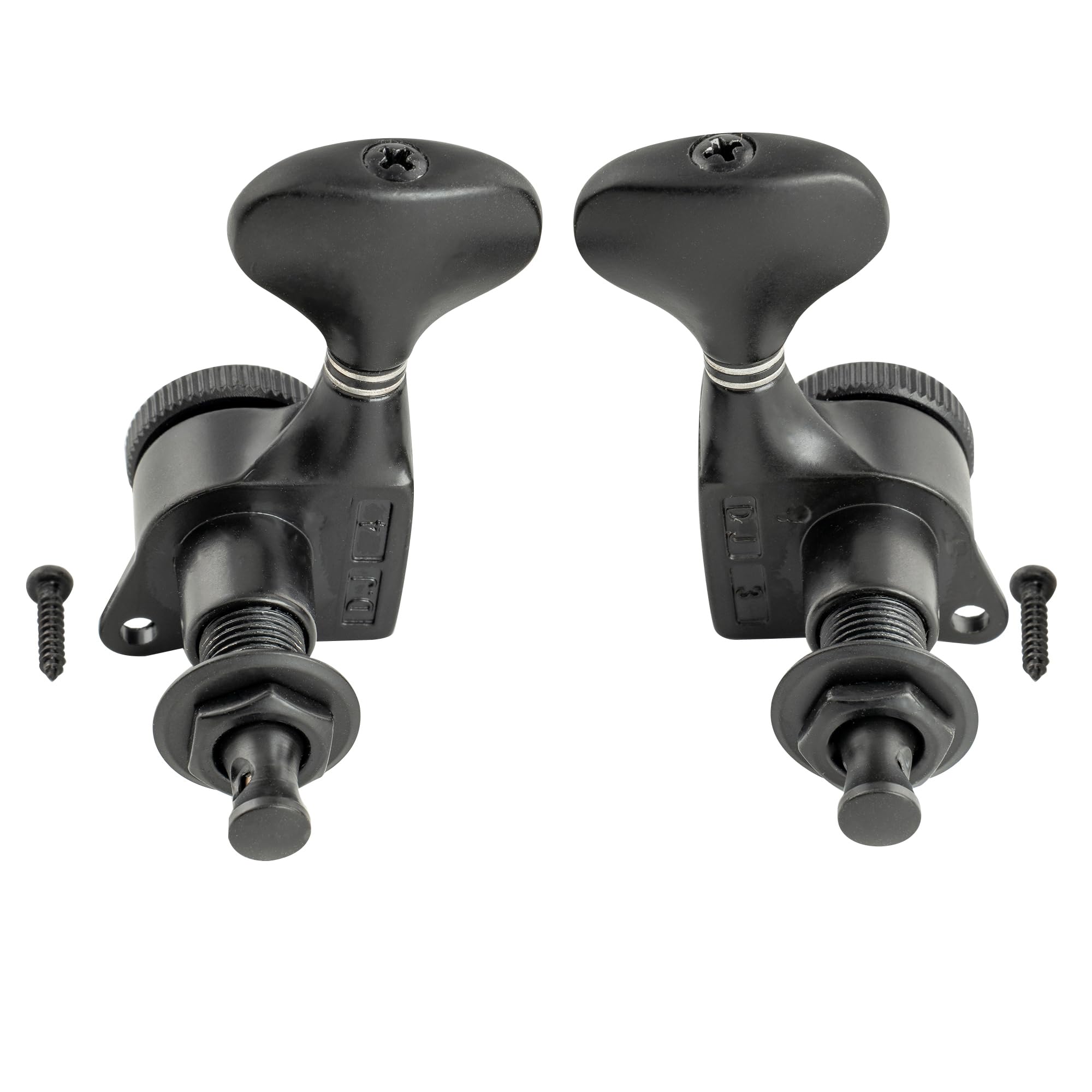 Musiclily Pro 3L+3R Ratio 18:1 Sellado Guitarra Clavijeros Bloqueo Clavijas de Afinación con Botones Y-Style Tornillo 45 Grados para Guitarra Eléctrica/Acústica tipo LP SG, Negro