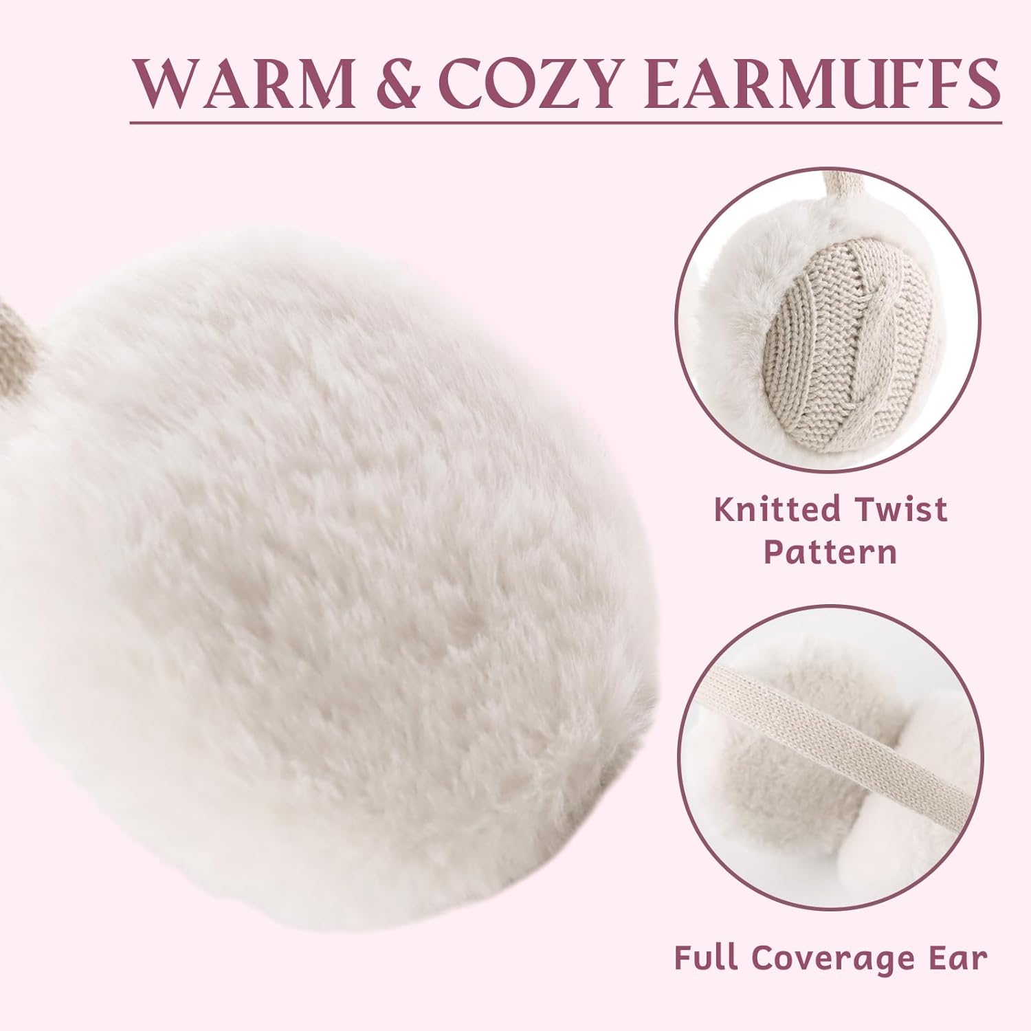 OMUKY Winter EarMuffs for Kids Toddler Knitted Ear Cover Plush Outdoor Children Cold Weather Ear Warmer - Image 3