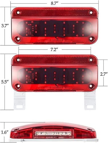 Miniatura 7 de Partsam Kit de luces traseras de remolque para caravana, 5 luces LED ámbar de doble diana + 2 luces traseras LED rojas de freno con luz de licencia