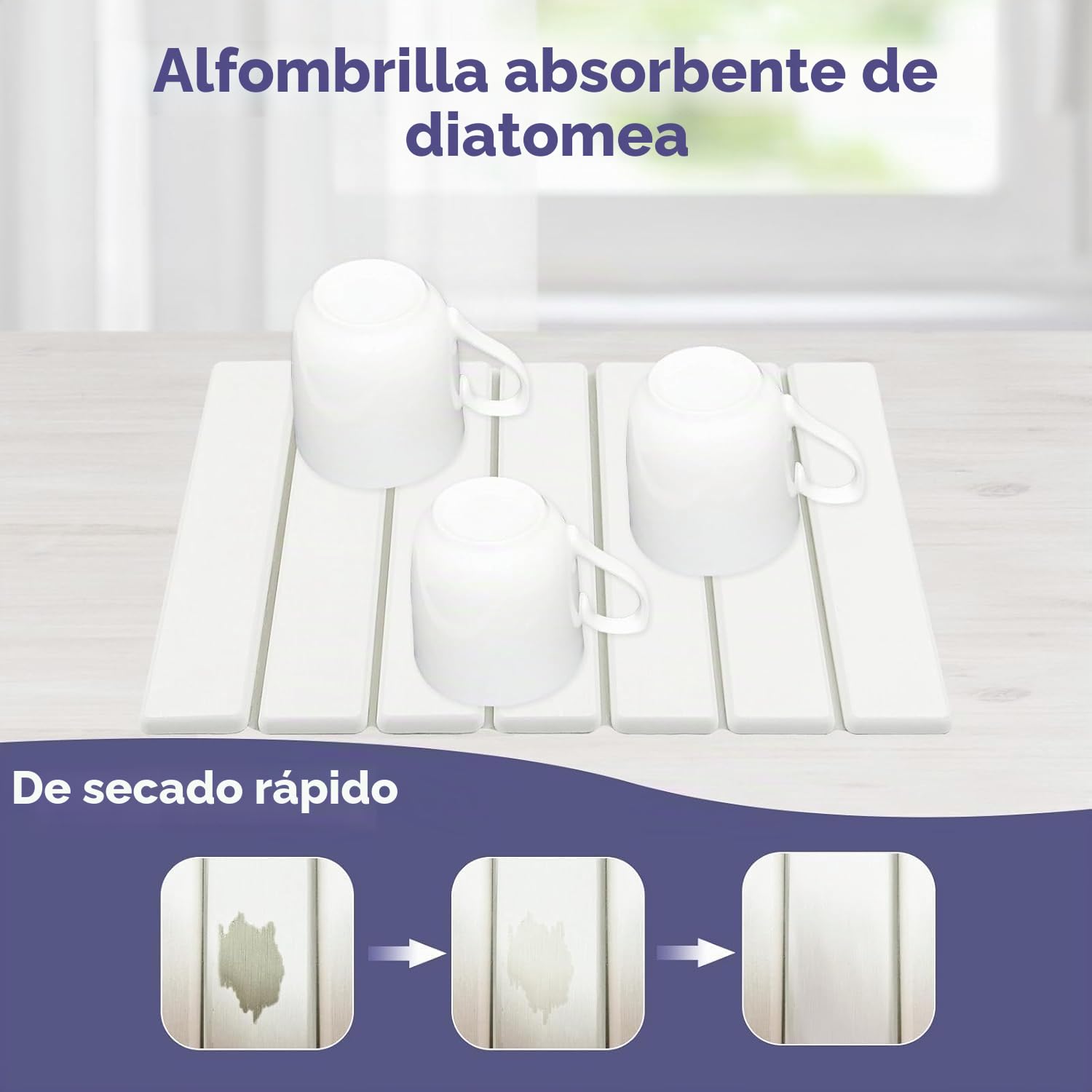 2 tapetes de secado de platos de piedra para encimera de cocina, tapetes plegables de secado de platos, secado rápido y súper absorbente, tapetes de tierra de diatomita para escurridor de platos