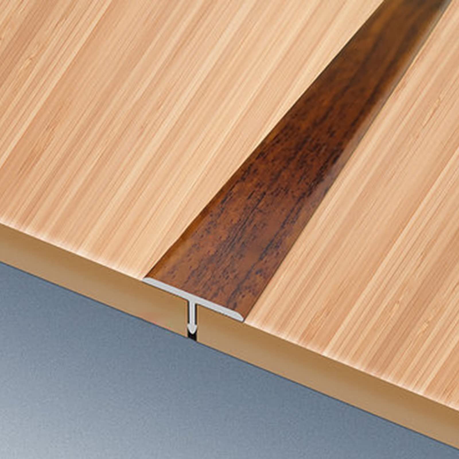 Decorazione For Spazi Tra Pavimento In Legno E Piastrelle, Striscia Di Transizione For Con Modanatura A T, Fascia For Bordi Venature Del In Lega Alluminio, Impermeabile(Ligjt Grey,100cm/39.37in)