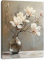 DakTenn Floral Canvas Wall Art - Tranquil White Flowers Print, 12x16 Inch Waterproof Decor for Bathroom, Bedroom, Living Room