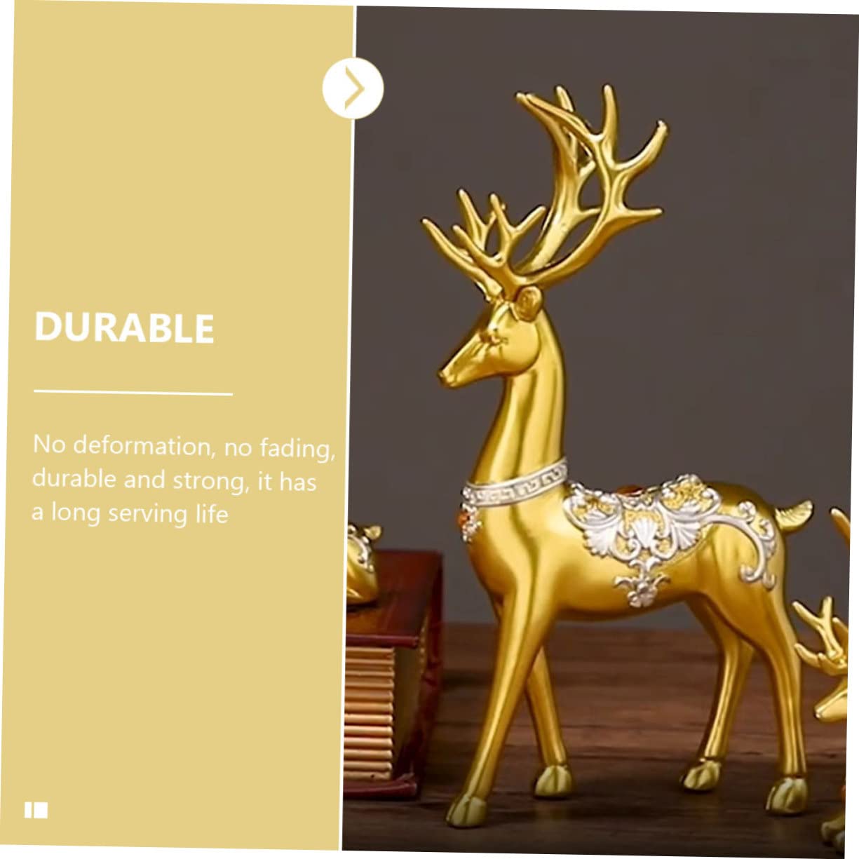 Abaodam Schöne Weihnachts Elch Statue aus Kunstharz Goldfarben Realistisch und Langlebig als Festliche Deko für Wohnzimmer und Fotografie