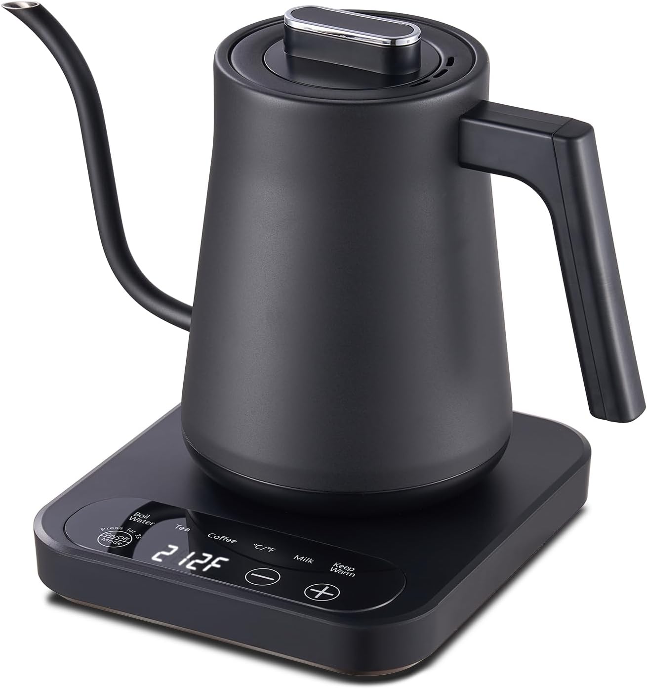 CTT Gooseneck Electric Kettle with Temperature Control, 1L Pour Over Kettle for Coffee/Tea, Hot Water Boiler Kettle Electric, Keep Warm 12 Hours, 316 Stainless Steel Inner, 1000W, Black