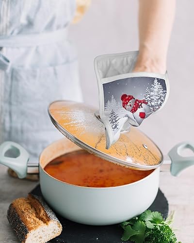 Miniatura 4 de Juego de 4 soportes para ollas de Navidad para cocina, antideslizantes y aislantes de calor, juego de agarraderas de tela de toalla con bolsillo,