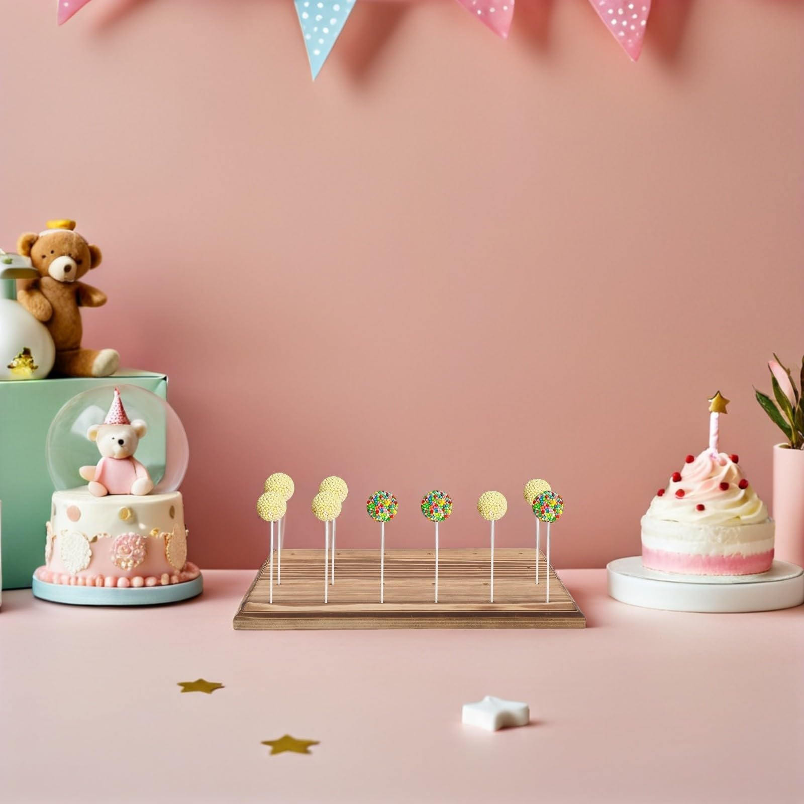 Cabilock Cake Pop Ständer mit 24 Löchern Stabilem Design und 100 Stielen für Hochzeit und Party Dessert Tisch Dekoration