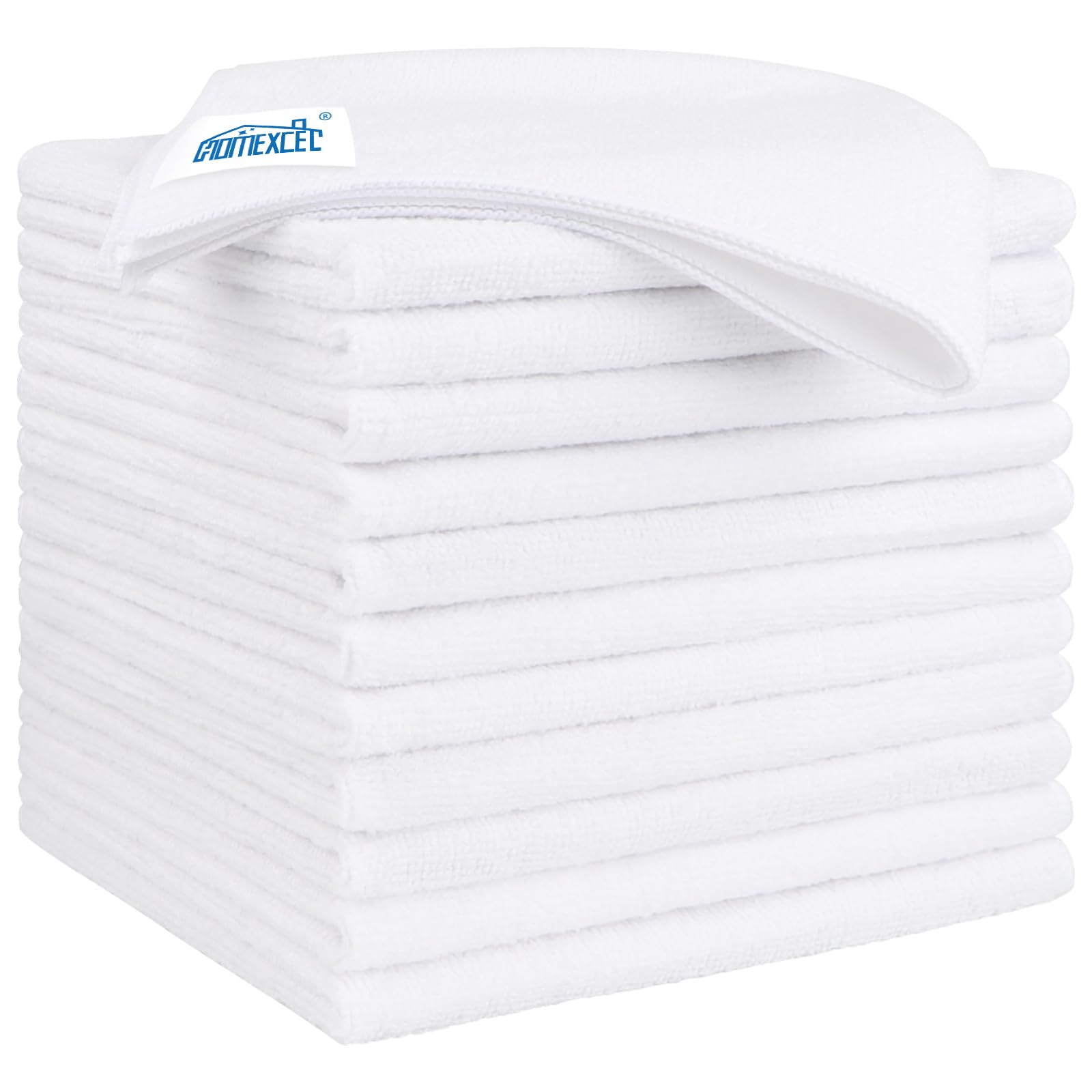HOMEXCEL White Microfiber Cleaning Cloth 12 Pack, 12.5 x 12.5 inch Microfiber Towels for Cars, Ultra Absorbent Car Washing Cloth, Lint Free Streak Free Cleaning Rags for Car, Kitchen, and Window White 12.5 x 12.5 Inch 12