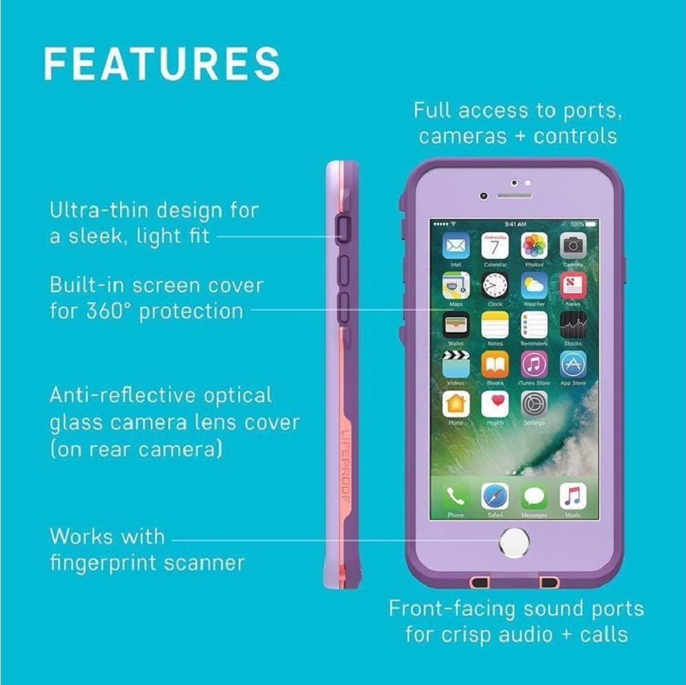 LifeProof FRĒ Series Waterproof Case for iPhone 8 Plus & iPhone 7 Plus (Only) - Non-Retail Packaging - Wipeout (Blue Tint/Fusion Coral/Mandalay Bay)