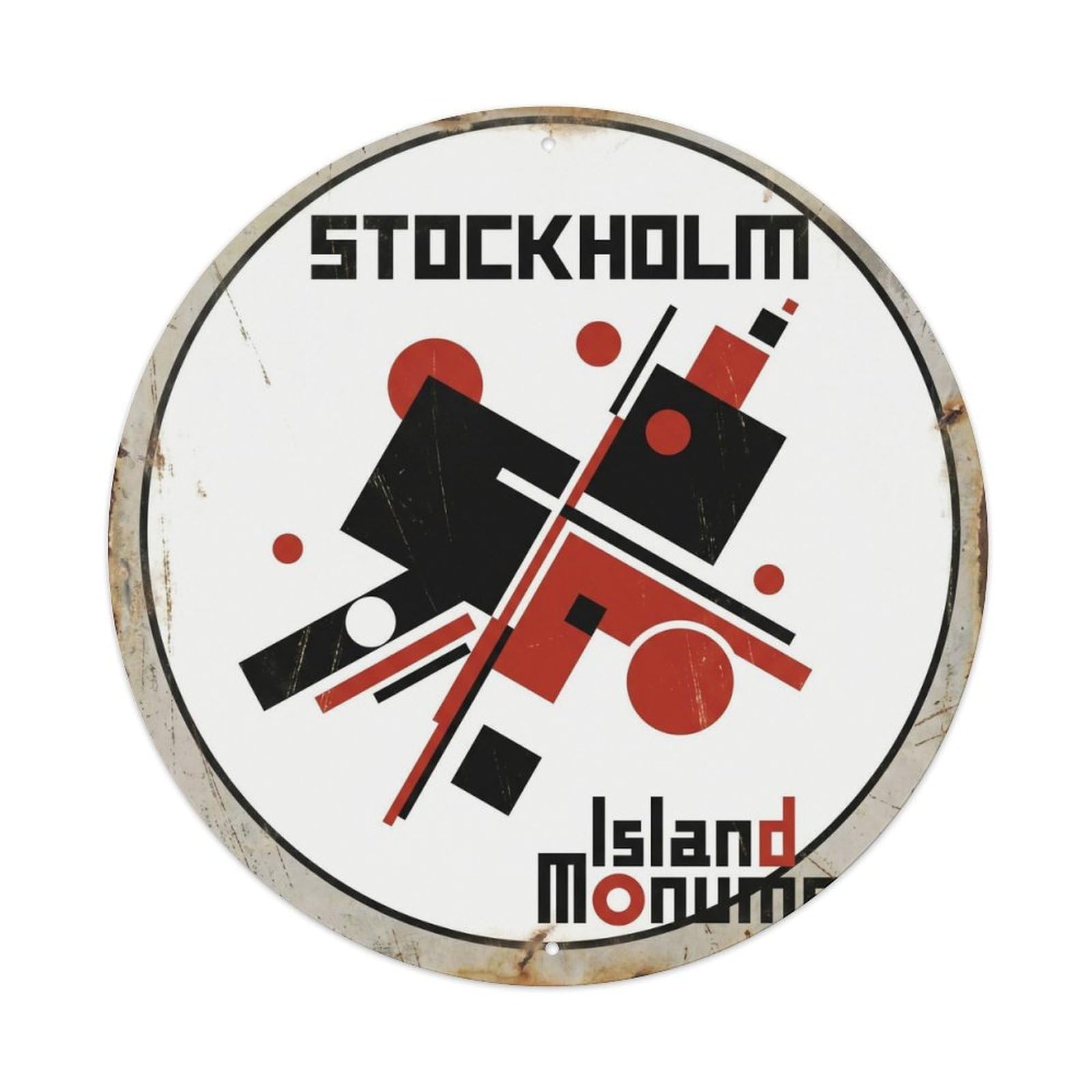 Classic Stockholm City Island Scenic Landmark Europe Metal Tin Sign Plaque Wall Decor for Cafe, Man Cave, Club Bar, Office, Home Garden Round Metal Poster 8x8Inch