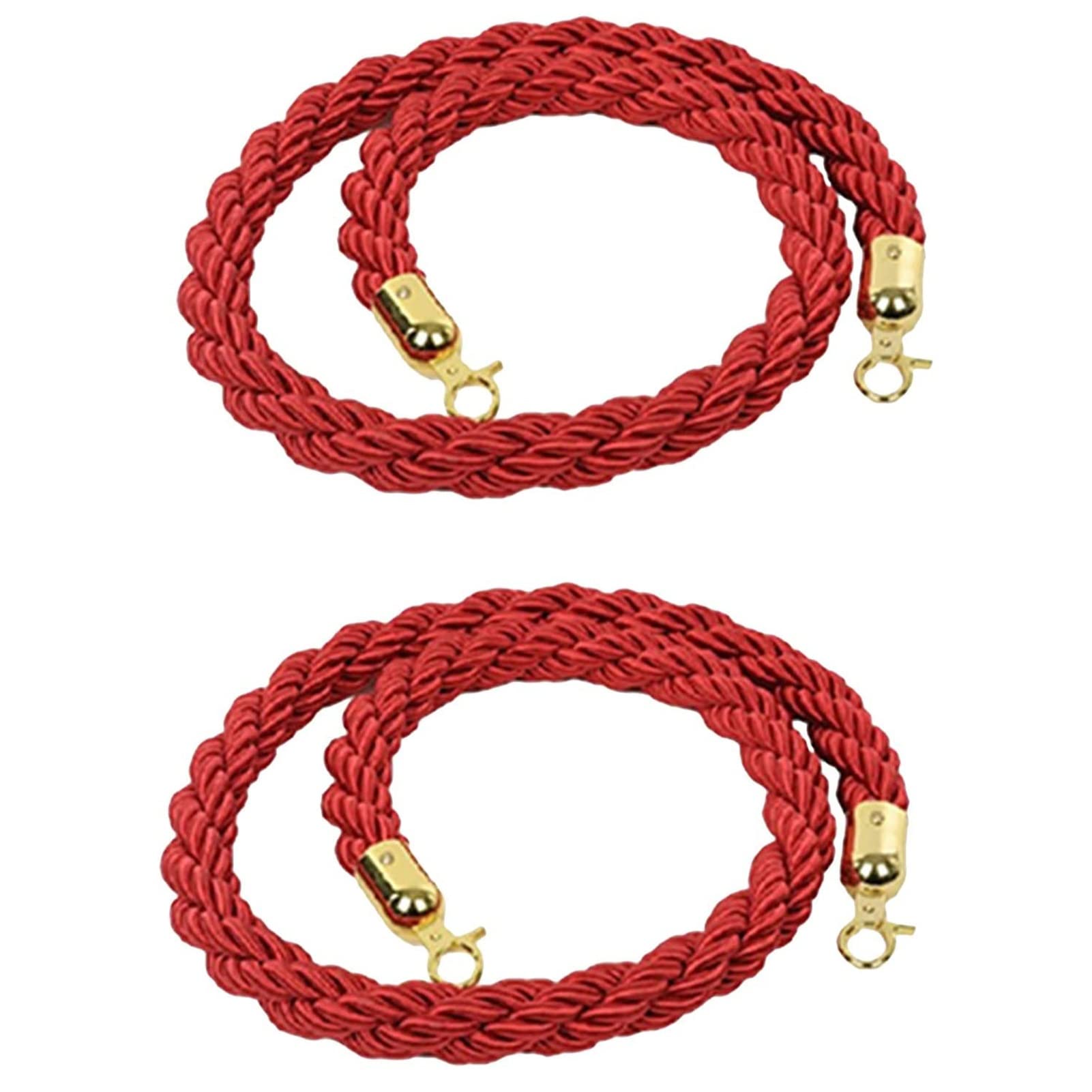 Guardrail rope， Barrier Rope Hooks, 2 Piece VIP Stanchion Queue Braided Hemp for Movie Theater/Restaurant(Red,4.5M/14.7Ft)