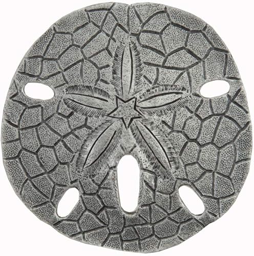 Pomo de gabinete de dólar de arena artesanal, peltre antiguo