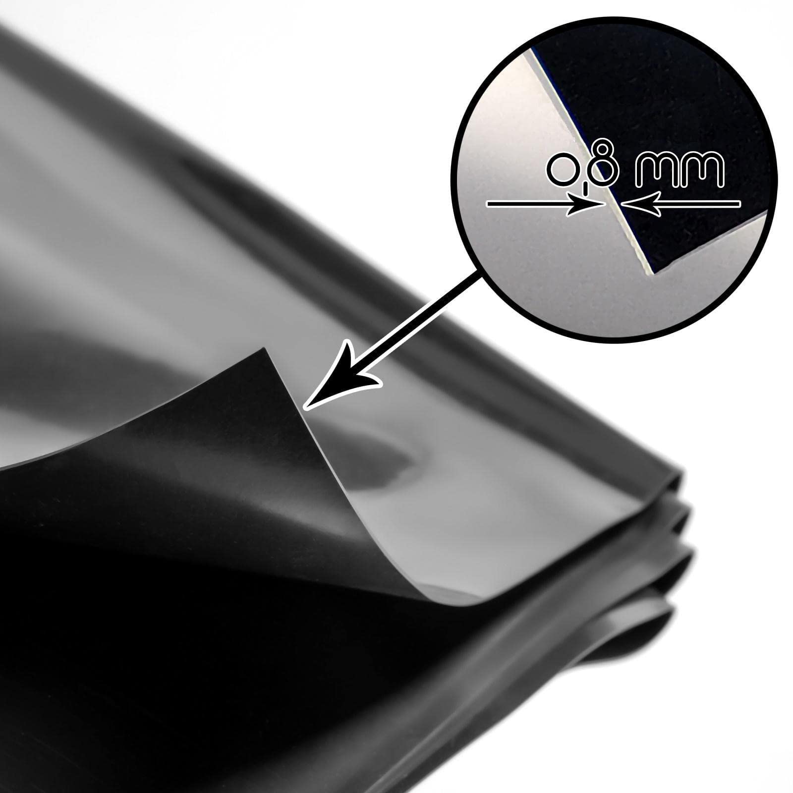 BooGardi Lámina de PVC Negra para Estanque de jardín (Resistente a Las raíces) • 2 m x 4 m x 0,8 mm • Muchos tamaños en 0,8 mm/1,0 mm • Resistente a los Rayos UV, a Las heladas y a la Intemperie