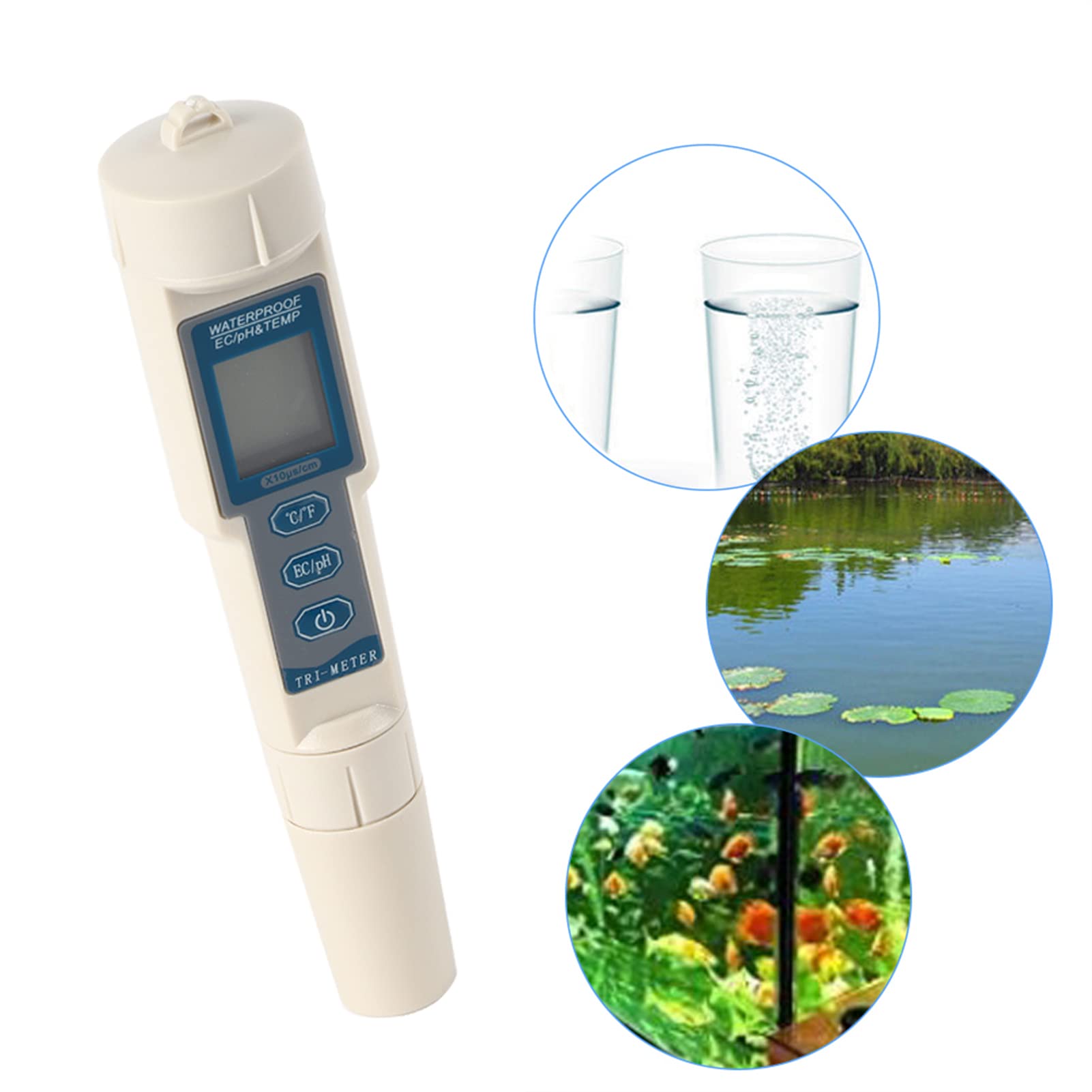 Leapiture Water Tester Portable Water Quality Monitor 3 in 1 Pen Type Digital PH EC Temp Meter Water Quality Monitor Tester Water Analysis
