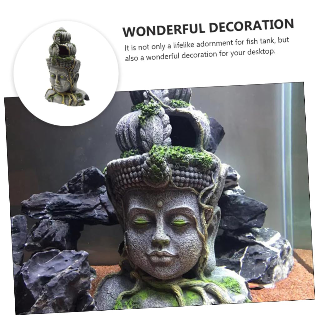Sosoport 2 Pièces Imitation Tête De Bodhisattva Dragon Aquatique Grotte Cachette D'aquarium Reptile Terre Cuite Ornement D'aquarium De Plein Air Pierres D'aquarium Serpent Réservoirs Résine