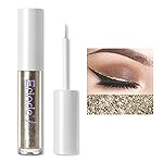 Erinde Liquid Glitter Eyeshadow Eyeliner, Metallic Shimmer Glitter Eyeshadow Liner, High Pigment Colored Eyeliner, Waterproof Long Lasting Sparkle Christmas Makeup for Women, Sunset Champagne
