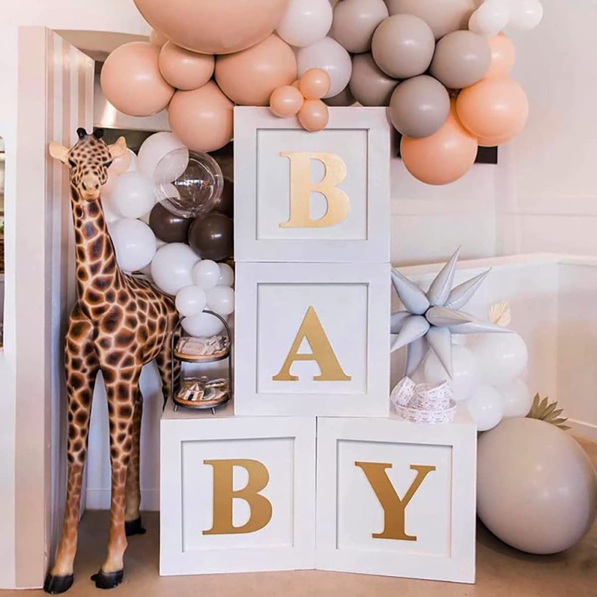 ULTECHNOVO Coffrets pour Shower Décorations pour Shower Garçon Boîtes à Ballons pour Garçon Fille avec Lettres Bloc pour Fille