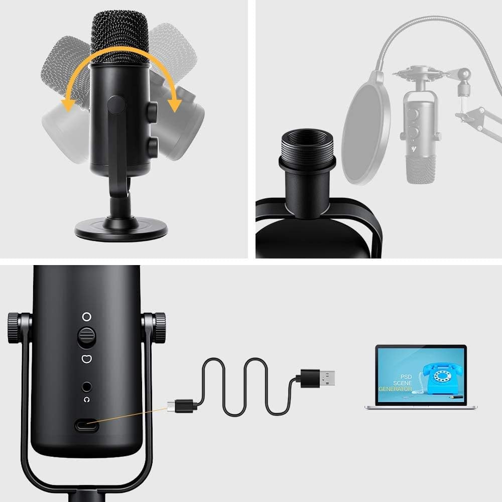 Rеvіеw Dіѕсоunt USB Microphone for Computer, MAONO Cardioid Condenser PC Mic with Mute, Headphone Output, Mic Gain and Volume Control for Studio Recording, Streaming, Podcasting, Twitch, YouTube, Discord(AU-903)