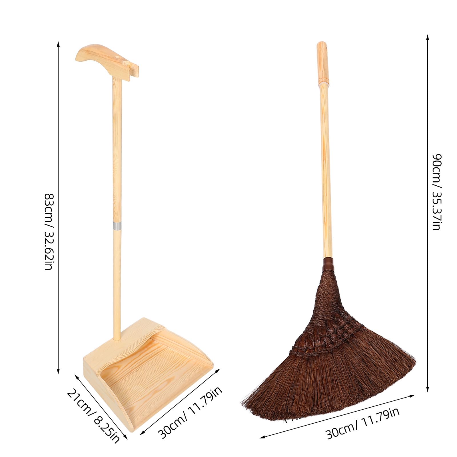 Toyvian Besen Kratzfreier Handgefertigtes Palmenfasern Satz und Kehrschaufel mit Reinigung und Vintage Design in für Zuhause für Harte Böden Küche und Haushalt