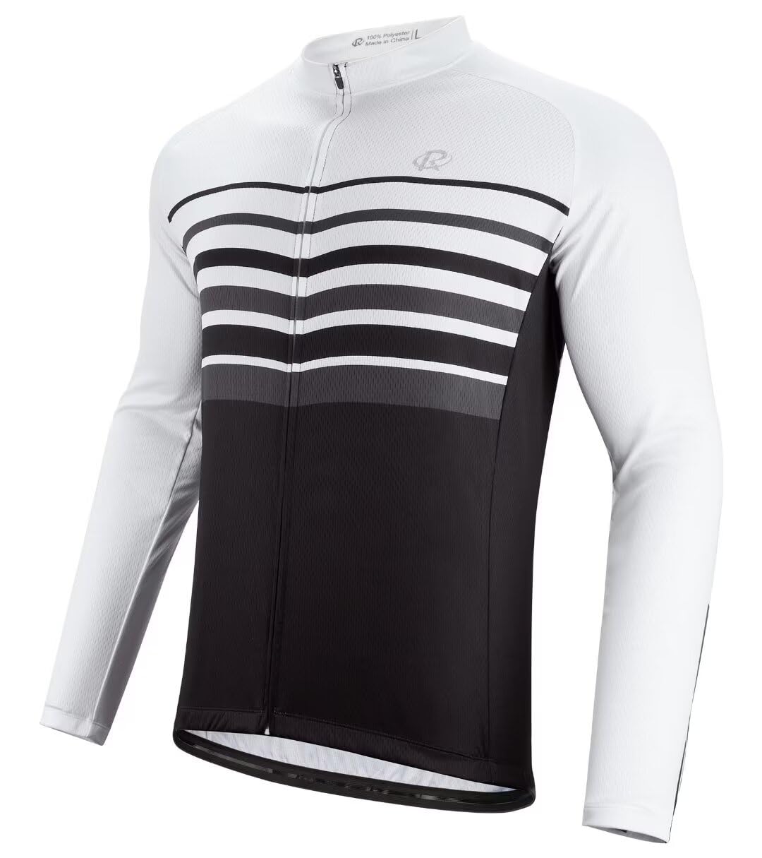 ROTTO Mens Long Sleeve Cycling Jersey Bike Shirt with Rear Pockets