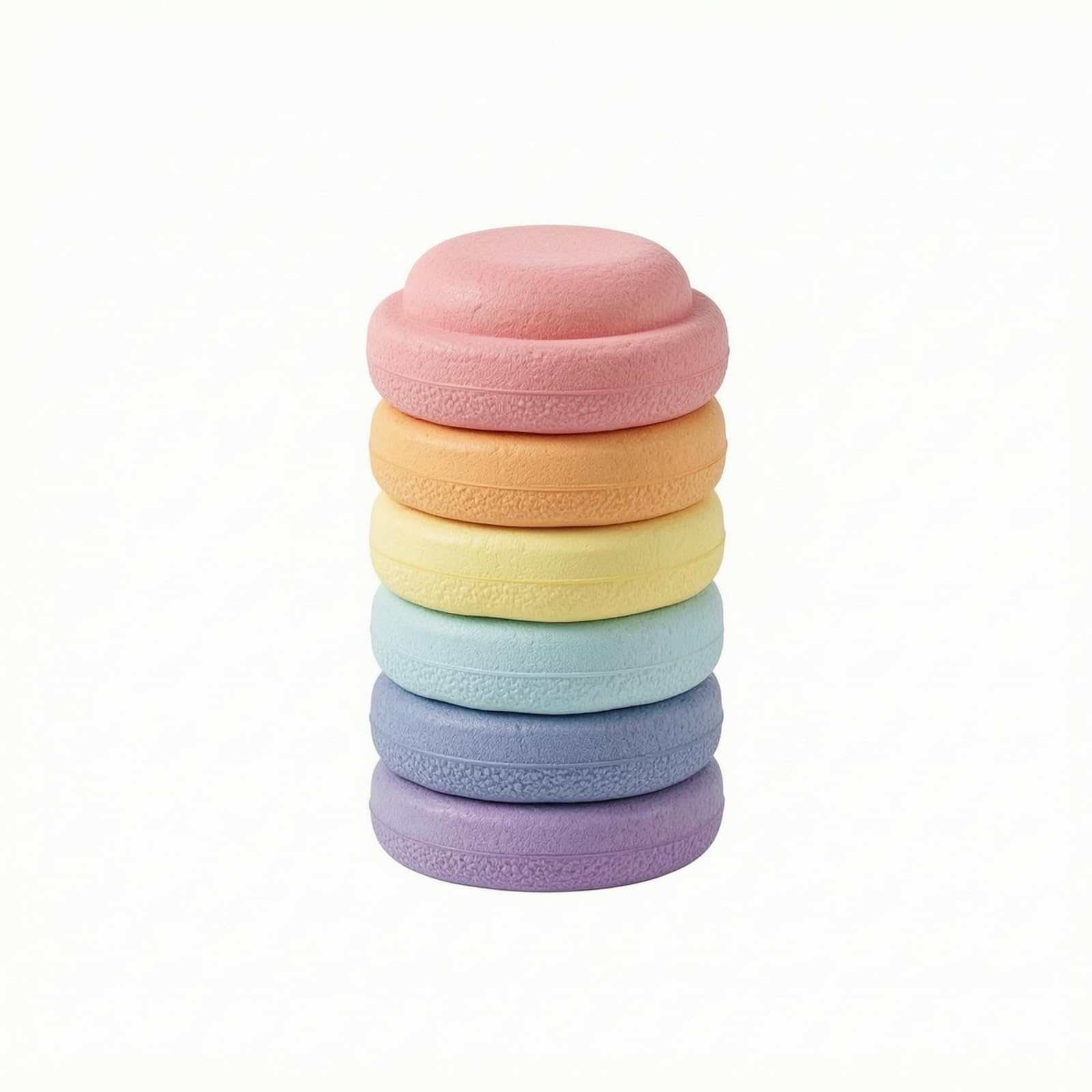 ATORSE 6 Pieces Textured Steppebbles Set Domed Pebble Balance Stones Lightweight Foam Stepping Stones Round for Children, Macaron-image-0