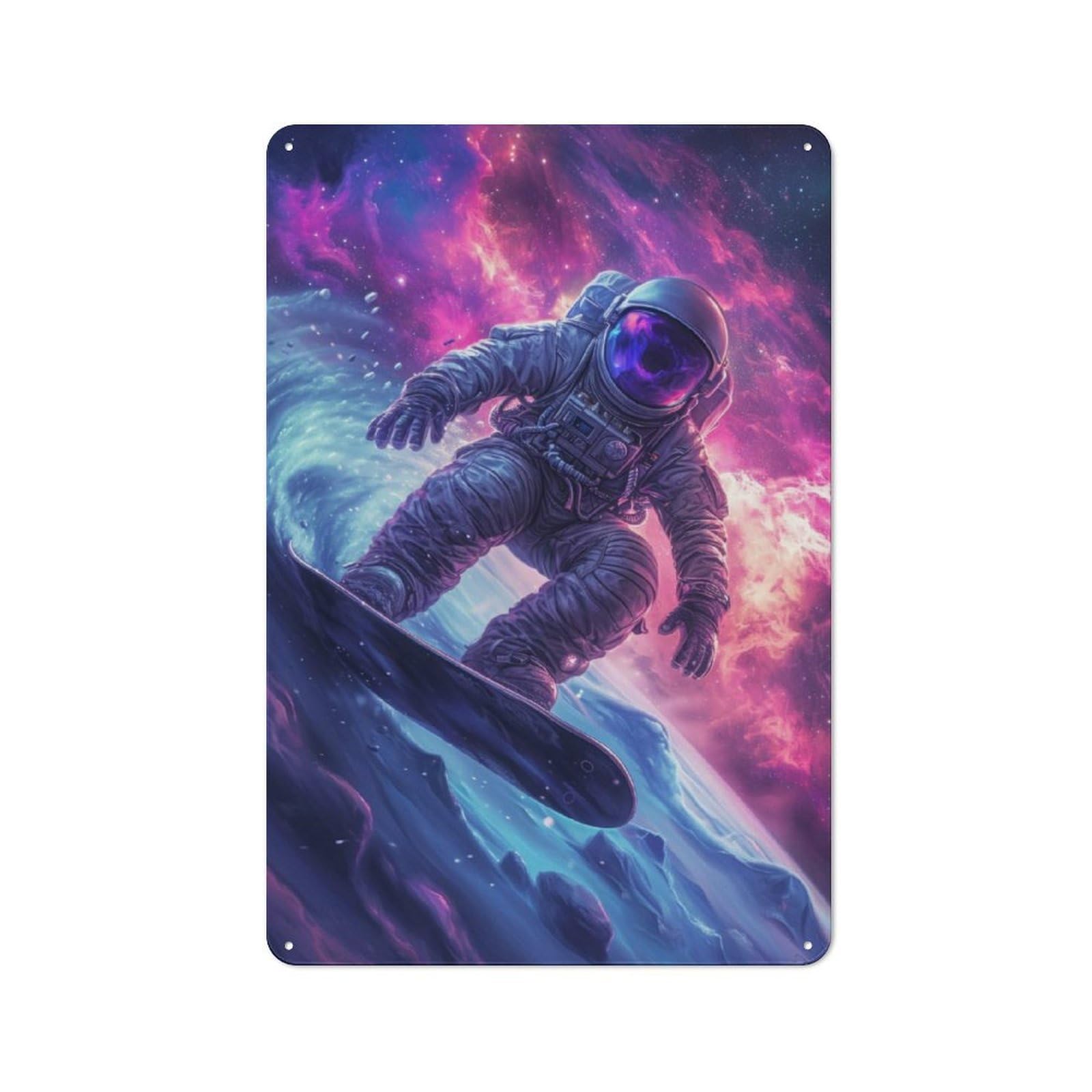 Junmoney Surfing Astronaut Vintage Tin Sign 30X20cm Featuring For Bar Or Restaurant, A Decorative Christmas Gift For Bar Decor Enthusiasts