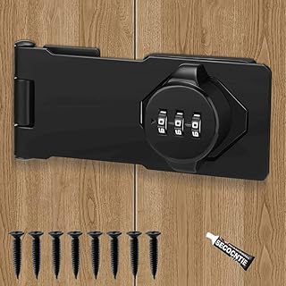 Household Cabinet Password Locks, 2023 New Anti-Theft Cabinet Password Locks Combination Door Lock Clasp w/Screws for Door Cabinet, Premium Privacy Lock for Small Doors, Outdoor, Garden (Black)