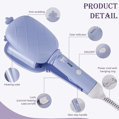 Miniatura 3 de Rizador de pelo pequeño, rizador de 1.260 in, temperatura ajustable, se calienta rápidamente, mini ondas, rizadores de pelo para mujeres, color beige