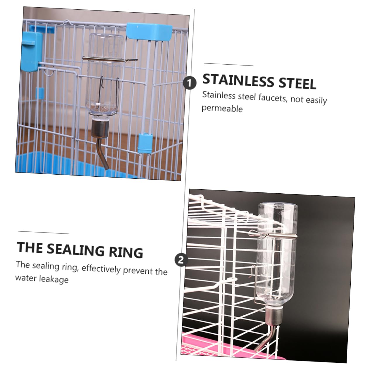ORFOFE 6pezzi Borraccia Per Animali Domestici Dispenser Appeso Per Conigli Criceti e Porcellini Design Inossidabile Facile Da Installare e Antileak