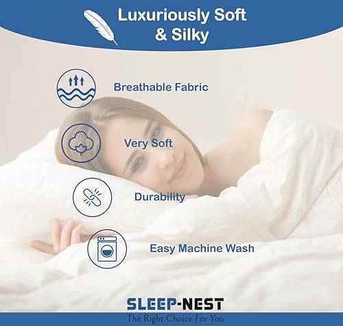 Miniatura 6 de SLEEP-NEST Juego de funda de edredón extragrande de 120 x 120 pulgadas, 3 piezas, 100% algodón egipcio de fibra larga, con cierre de cremallera, 600