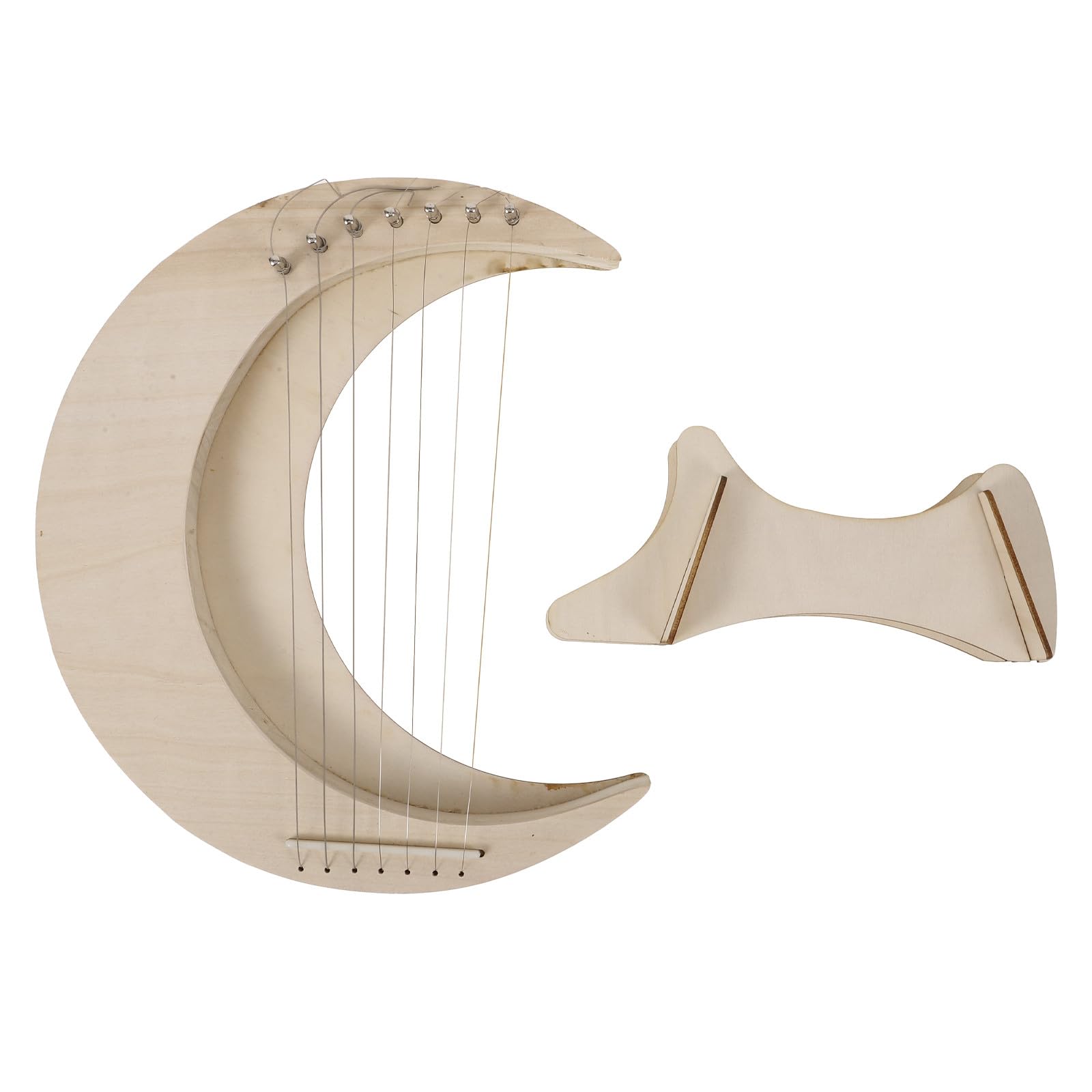 Kisangel Holz Lyra Harfe Mondförmig Kleine Harfe für Anfänger mit Warmem Klang und Glatter Oberfläche Praktisches Musikinstrument Geschenk für Erwachsene