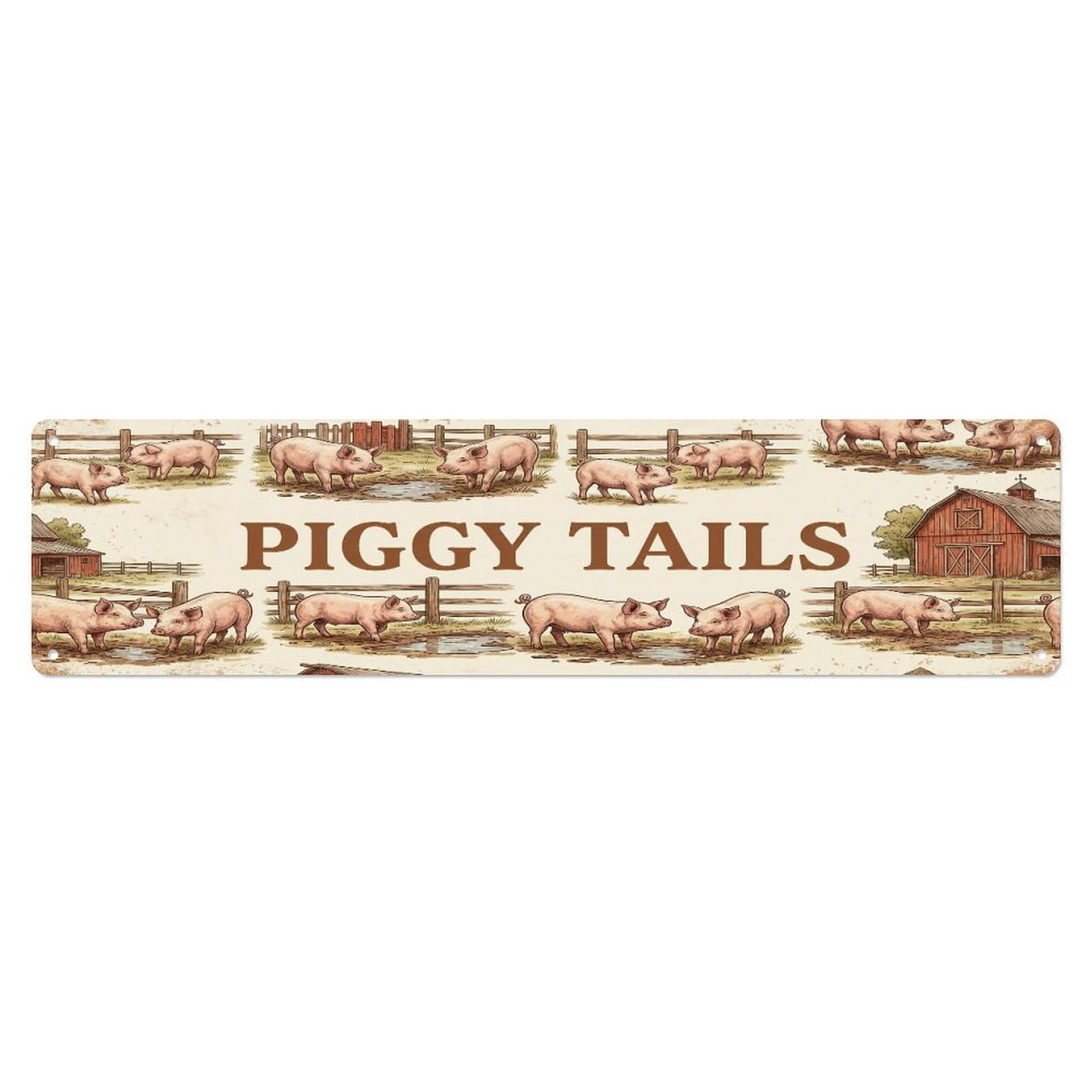 Xanthor Style Metal Tin Sign Vintage Yard Curl Pig Farmhouse Funny Pig Backyard Farm