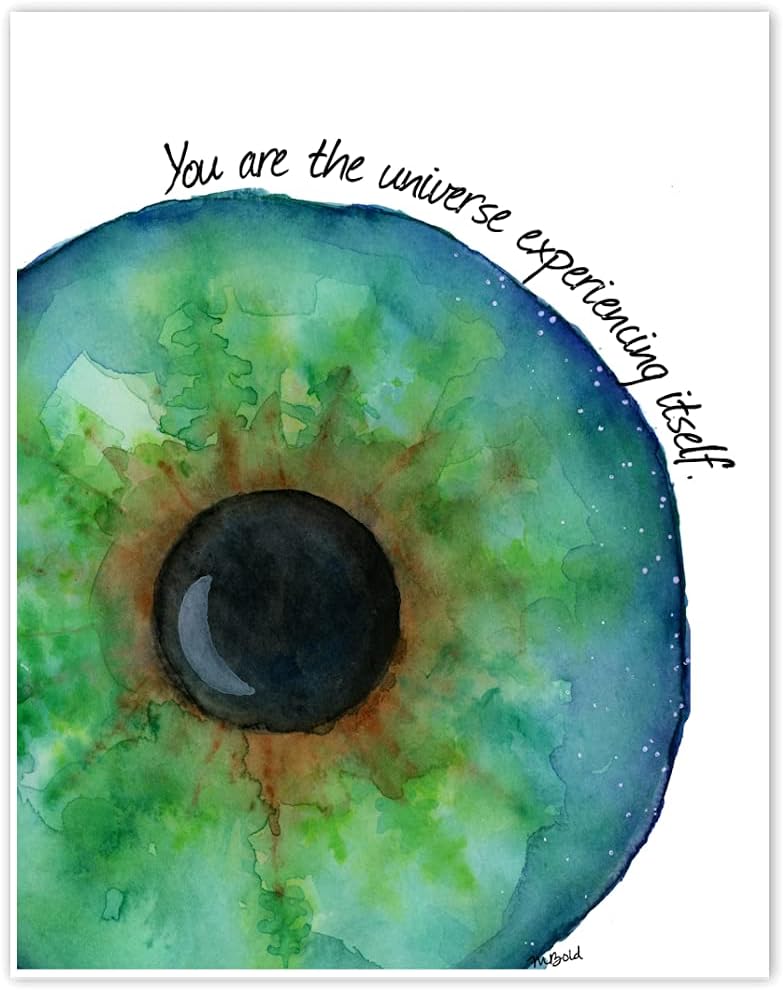 You Are The Universe Experiencing Itself Original Watercolor Eye Painting Print Inspirational Quote Abstract Wall Art Unframed Decor