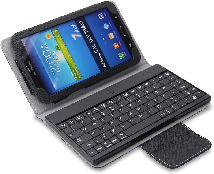 NEWSTYLE Black Slim Detachable Wireless Bluetooth Keyboard PU Leather Folio Case Cover For Samsung Galaxy Tab 3 7 inch P3200